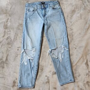 Forever 21 Kids Jeans | Distressed Light Wash Denim Straight Leg Girls 9/10